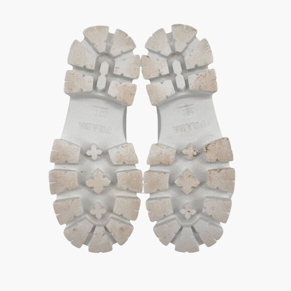 Prada Monolith White Leather Chelsea Ankle Boots Lug Sole Size 37 US 7 Women's - Picture 13 of 15